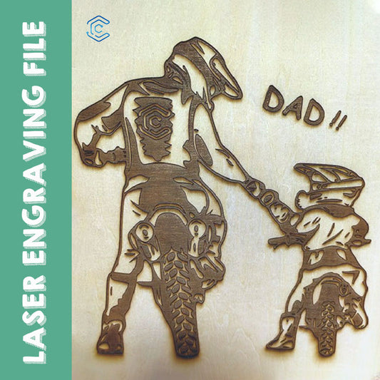 Father and son motorcycle desktop decorations engraving laser file