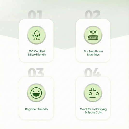 Creatorally Solid-Color Plywood Sheets – 6pcs A4 11.7"x8.27" 3mm, FSC Certified & DIY