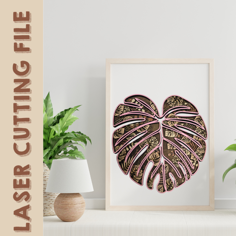 5-Layer Monstera Leaf Wooden Wall Art Laser Cutting File