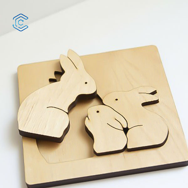 Rabbit family decoration laser cutting file