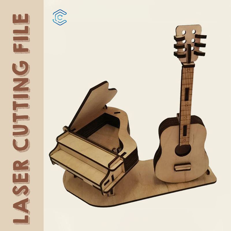 Guitar piano ornaments 3D puzzle laser cutting file – Creatorally