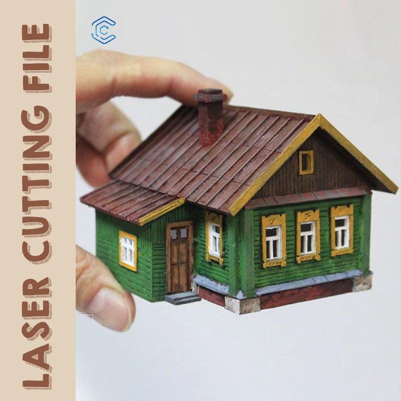 country house 3D puzzle laser cut svg