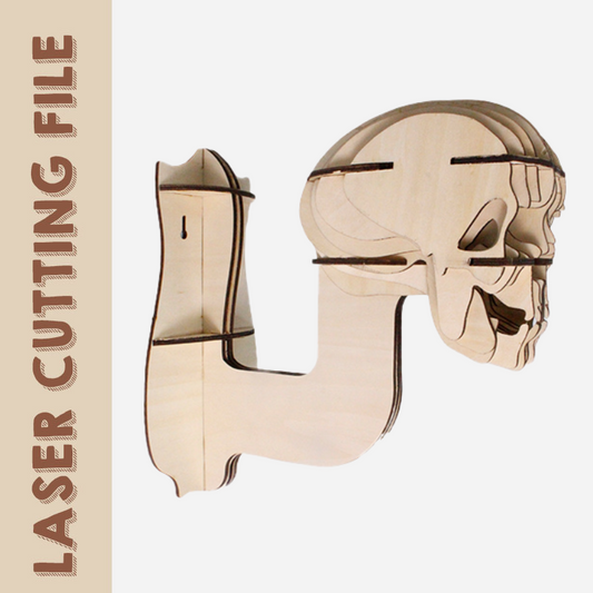 Gancho de madeira para roupas/chapéus em formato de caveira - Arquivo de corte a laser para decoração de casa gótica