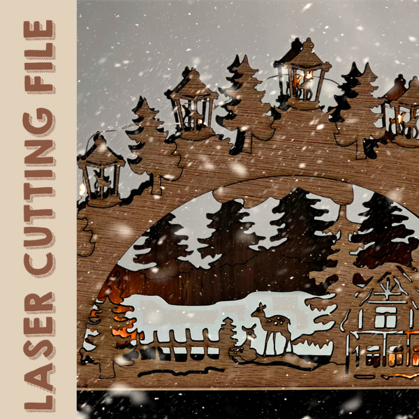 2-Layer Christmas Village Laser Cutting File - Wooden Holiday Tabletop Decor