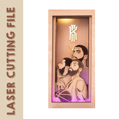 Arquivo de corte a laser para caixa de luz multicamadas do NBA Dallas Mavericks Kyrie Andrew Irving - Artesanato faça você mesmo para fãs de basquete
