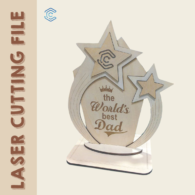 "The world's best Dad" trophy laser cutting file laser cutter for beginners