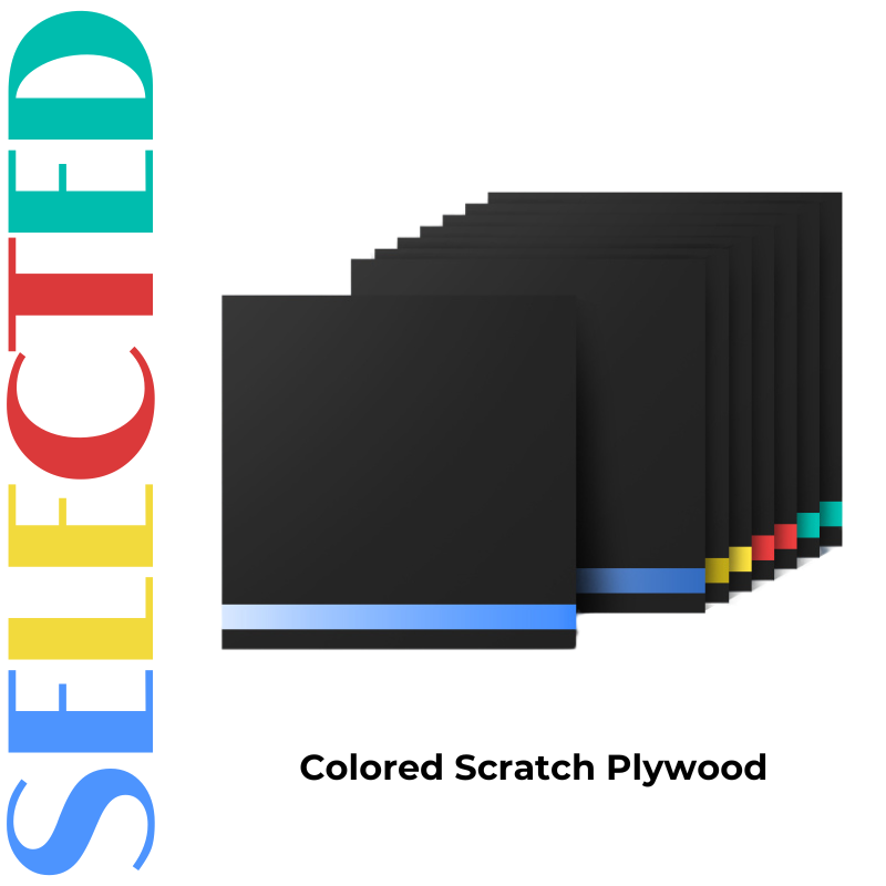 Creatorally 3-Layer Colored Scratch Plywood – 12"x12" Laser Engraving Sheet