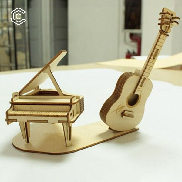 Guitar piano ornaments 3D puzzle laser cutting file