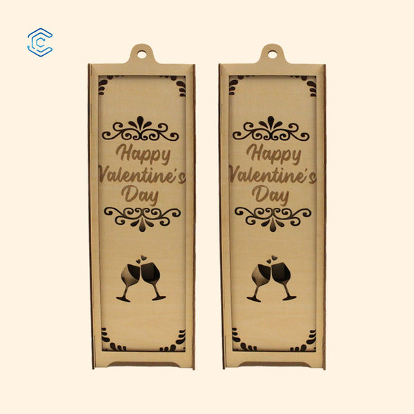 Valentine's Day personalized wooden wine bottle box /wine holder/carrier with wine cup holder for wedding birthday laser cutting file
