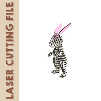 Laser cut 3D bunny rabbit made with layered design, perfect for DIY Easter and spring decor.
