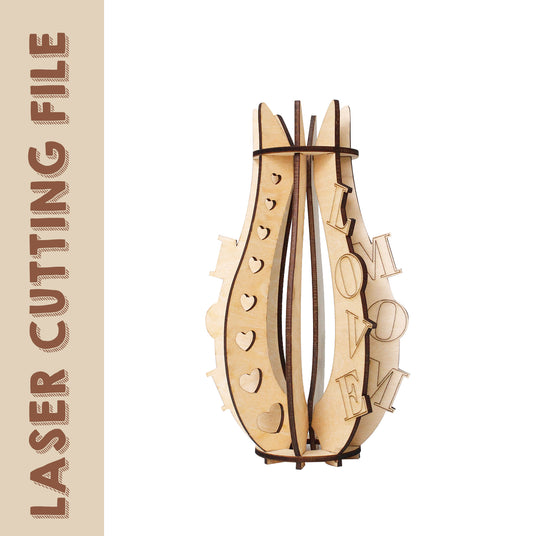 Mother's Day Vases 3D Puzzle Laser Cutting File - DIY Craft for Heartfelt Gifts