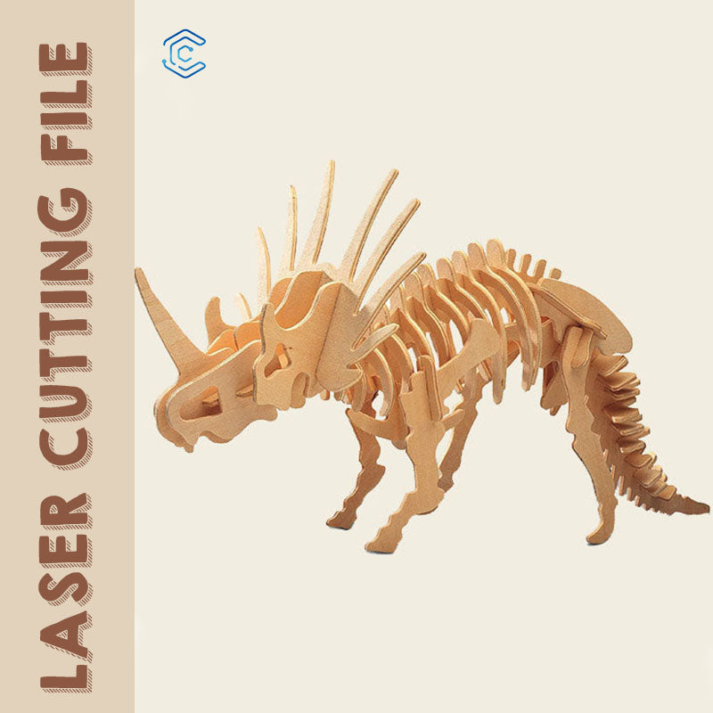Triceratops 3D puzzle laser cutting file svg files for laser cutting