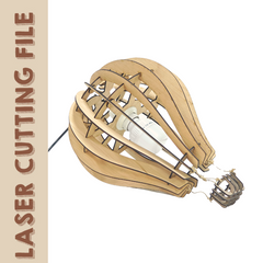 Hot Air Balloon Wooden Pendant Lamp 3D Puzzle Laser Cutting File - DIY Light Fixture