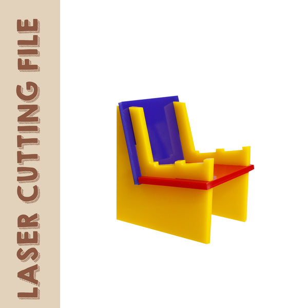 Neoplasticism Chair Shaped Phone Holder Laser Cutting File - Modern Art Inspired Design