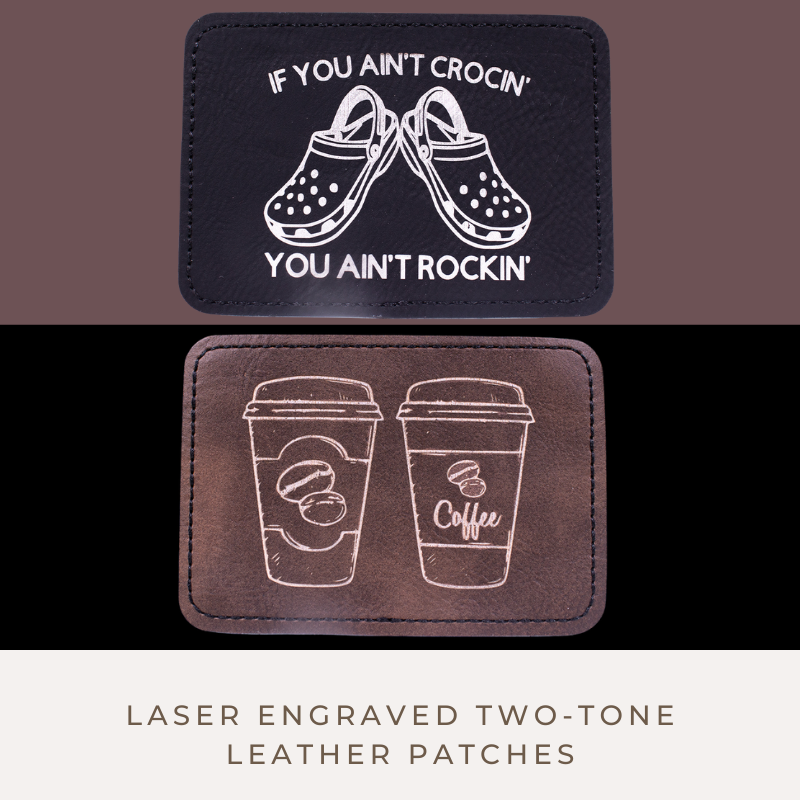 Creatorally 50pcs Laser engraved Two-Tone leather Patches