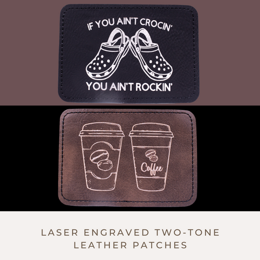 50pcs Laser engraved Two-Tone leather Patches