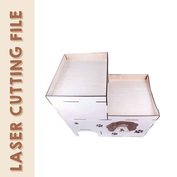 Two-Storey Cat House Laser Cutting File - DIY Craft for Cat Lovers