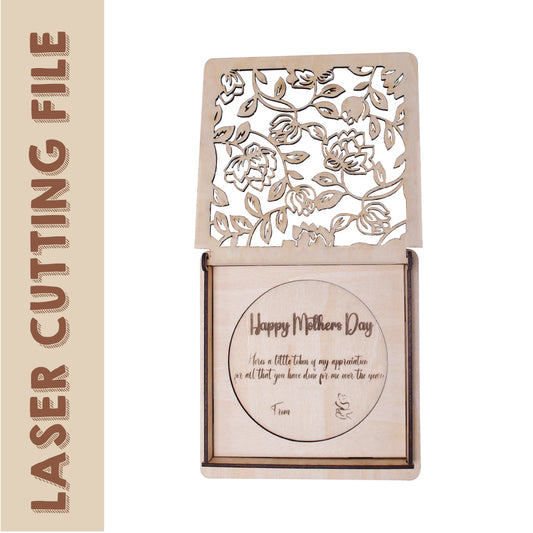 Mother's Day Rose Patterned Jewelry Box Laser Cutting File - DIY Craft for Elegant Storage