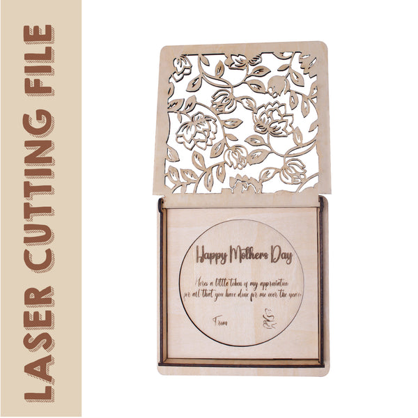 Mother's Day Rose Patterned Jewelry Box Laser Cutting File - DIY Craft for Elegant Storage