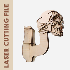 Gancho de madeira para roupas/chapéus em formato de caveira - Arquivo de corte a laser para decoração de casa gótica