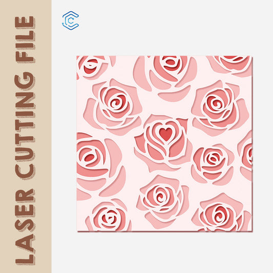 Valentine's Day couple gift multilayered rose wall decor laser cutting file