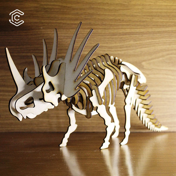 Triceratops 3D puzzle laser cutting file – Creatorally