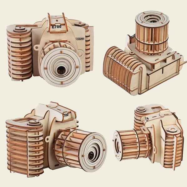 SLR camera 3D puzzle laser cutting file