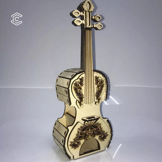 Violine Teebeutel Aufbewahrungsbox 3D Puzzle Laserschneidedatei