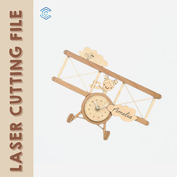 Little Girl With Airplane Clock laser cutting file laser cut svg