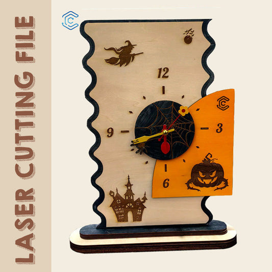Halloween style clock laser cutting file home laser cutter