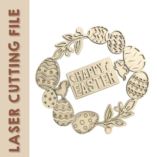 Easter Wreath with Egg and Dancing Bunny - Festive Spring Decoration
