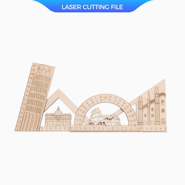 4 Styles Italy Landmarks Ruler Laser Cutting File