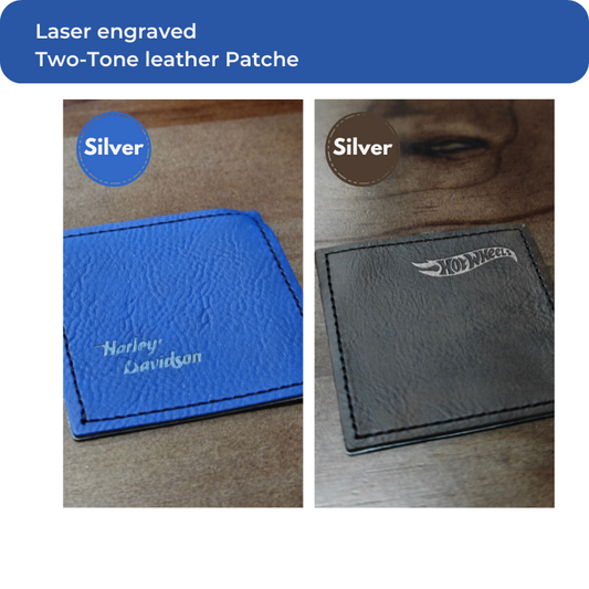 50pcs Laser engraved Two-Tone leather Patches