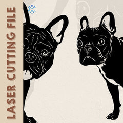 Bulldog observando no canto arquivo de corte a laser