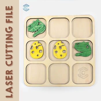 Dinosaur Shaped Tabletop Game Tic-Tac-Logic laser cutting file home laser cutter