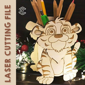 Little tiger pen holder laser cutting file best file for laser cutting