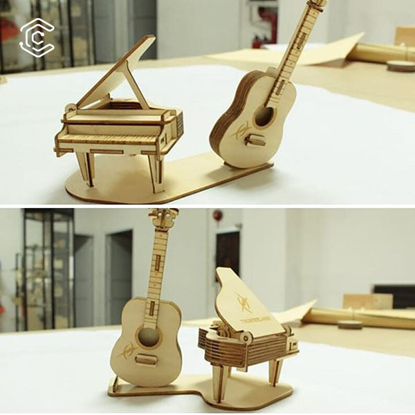 Guitar piano ornaments 3D puzzle laser cutting file