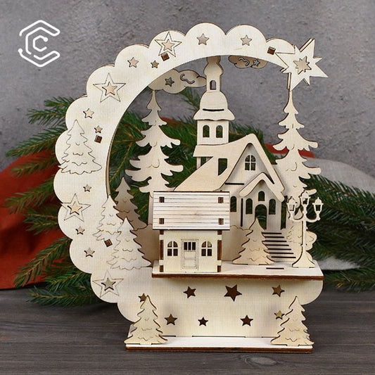 Christmas night ornaments lamp light laser cutting file - CREATORALLY