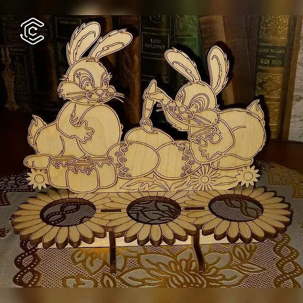 Easter bunny egg holder laser cutting file