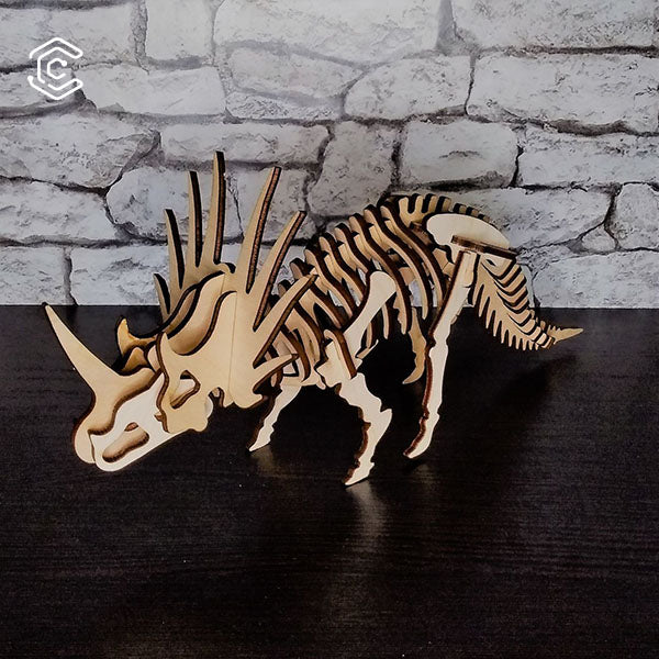 Triceratops 3D puzzle laser cutting file