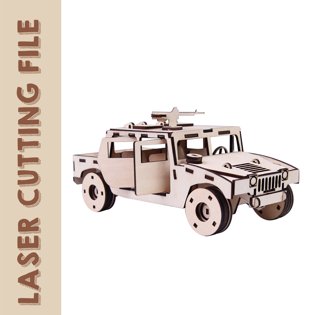 Hummer Pickup 3D Wooden Puzzle Laser Cutting File - DIY Craft for Vehicle Enthusiasts