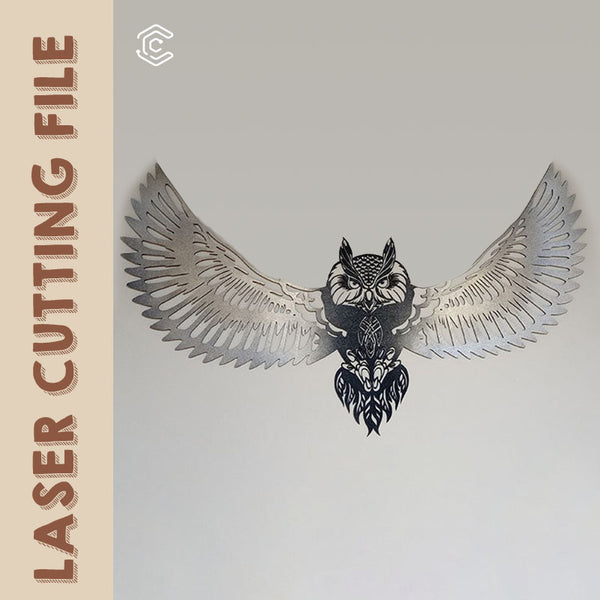 Flying owl wall hanging laser cutting file laser cutter