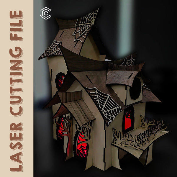 Halloween spooky haunted house laser cutting file laser cutting and engraving machine