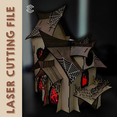 Halloween spooky haunted house laser cutting file