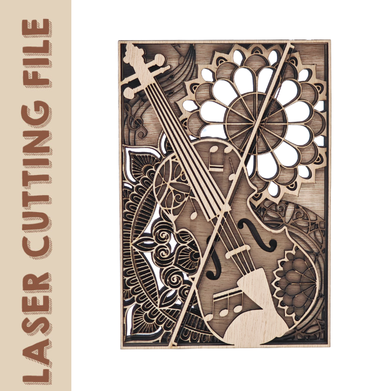 6-Layer Mandala Violin Wooden Wall Art Laser Cutting File