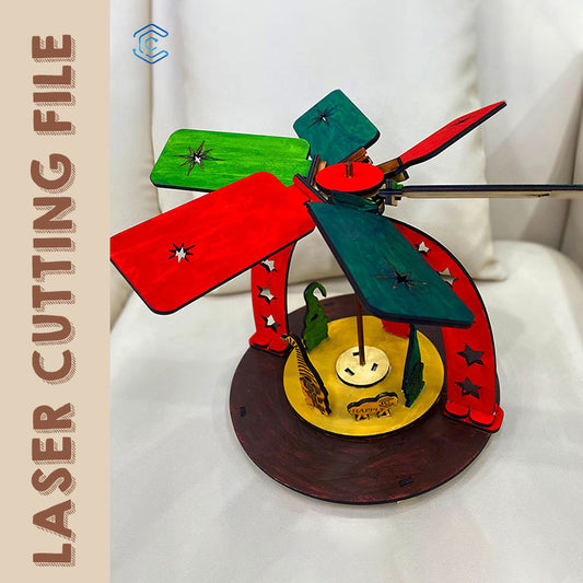 Christmas spinnable desk ornament with Gomes laser cutting file laser wood cutter and engraver