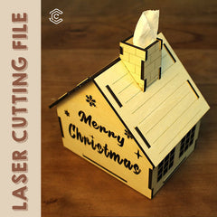 Christmas House tissue box laser cutting file