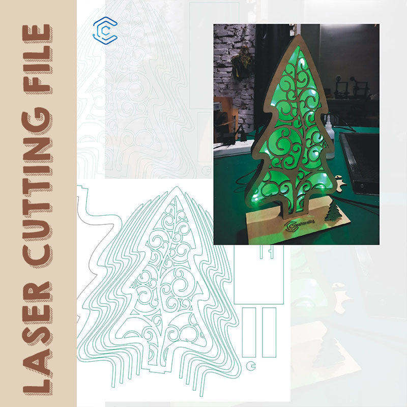 Christmas tree lightbox style 2 laser cutting file home laser cutter