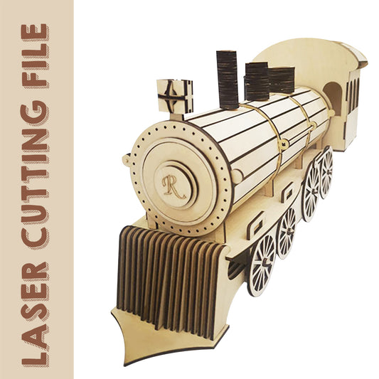 Steam locomotive 3D puzzle laser cutting file