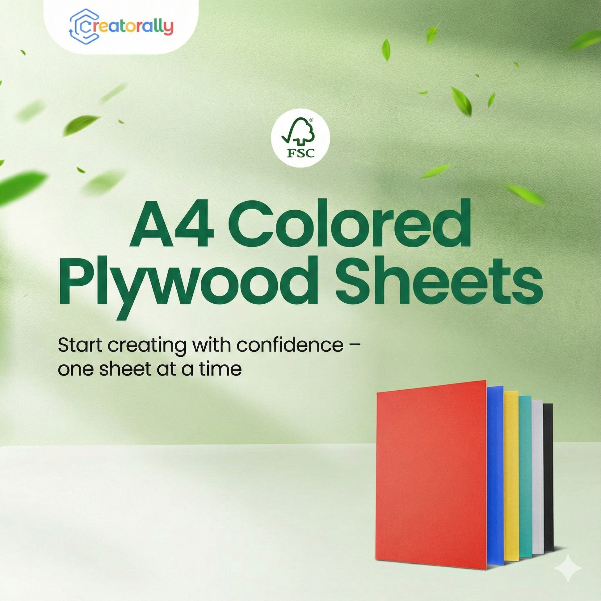 Creatorally Multi-Color Plywood Sheets – 6pcs A4 11.7"x8.27" 3mm, FSC Certified & DIY